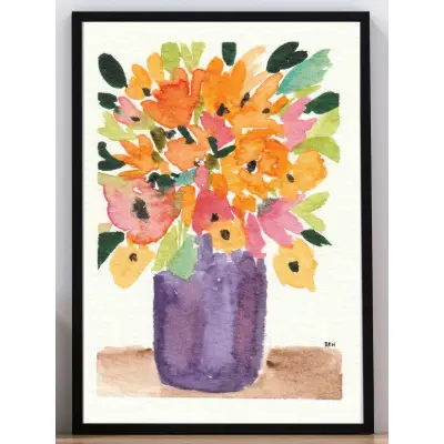 Bouquet in Purple Vase aceo art card thumbnail 2