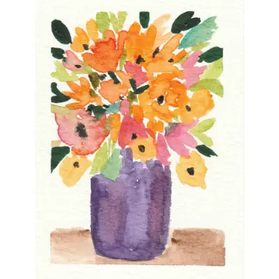 Bouquet in Purple Vase aceo art card thumbnail 1