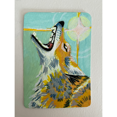 “The coyote and me” - wildlife portrait by Norah Mae aceo art card thumbnail 3