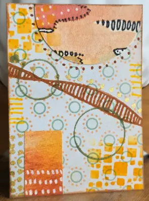 Sunwashed Circles aceo art card thumbnail 2