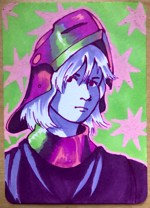 Purple Knight aceo art card