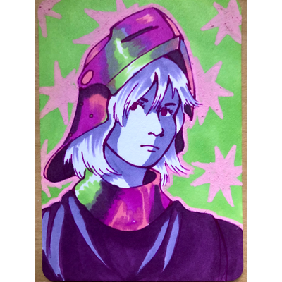 Purple Knight aceo art card thumbnail 1