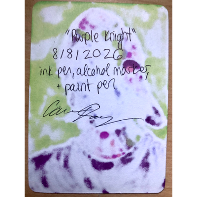 Purple Knight aceo art card thumbnail 2