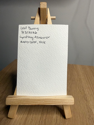 Leaf Bunny Original ACEO by Lyndsay Aznaurov aceo art card thumbnail 2