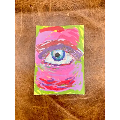 Abstract Eye Original ACEO | Acrylic Paint Marker Art Piece aceo art card thumbnail 2