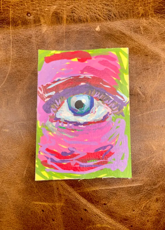 Abstract Eye Original ACEO | Acrylic Paint Marker Art Piece aceo art card