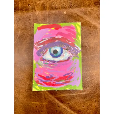 Abstract Eye Original ACEO | Acrylic Paint Marker Art Piece aceo art card thumbnail 1
