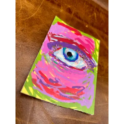 Abstract Eye Original ACEO | Acrylic Paint Marker Art Piece aceo art card thumbnail 3