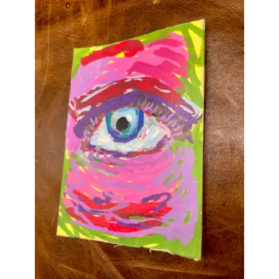 Abstract Eye Original ACEO | Acrylic Paint Marker Art Piece aceo art card thumbnail 4