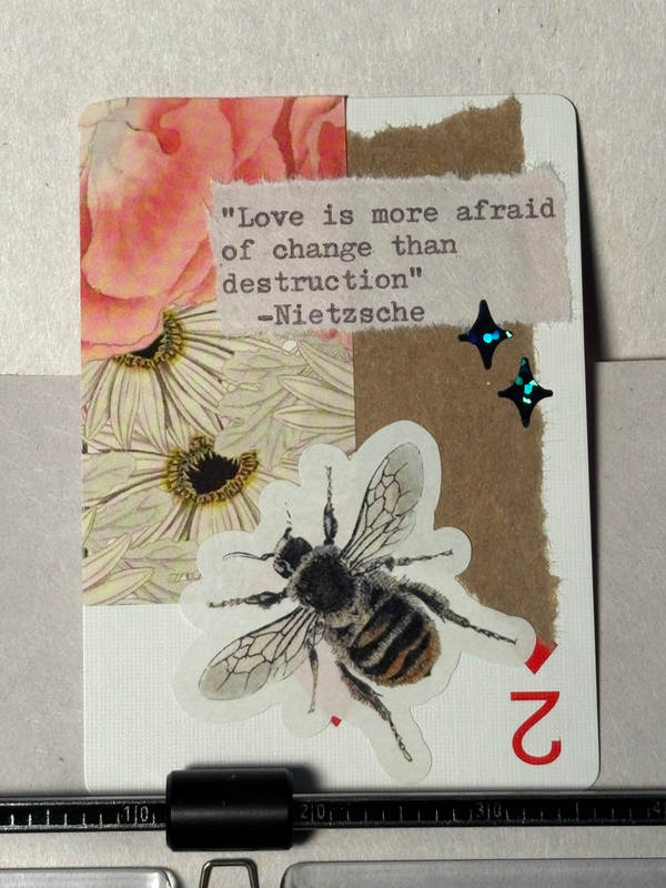 Rainy May #8 by Mazerzine bee floral Nietzsche quote aceo art card