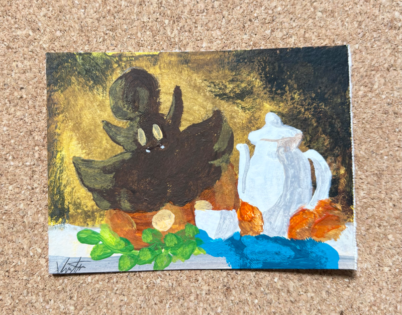 Pumpkaboo still life aceo art card