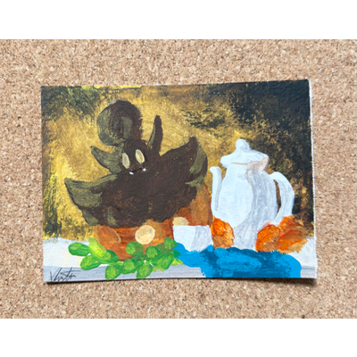 Pumpkaboo still life aceo art card thumbnail 1