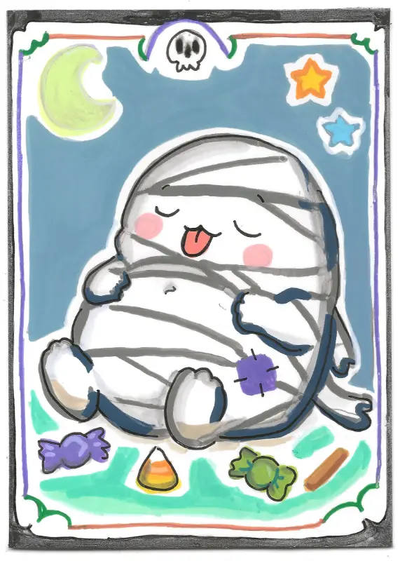 Mummy Candy Belly | Halloween Belly Collection | Art with Sara Rose aceo art card