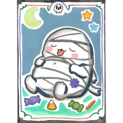 Mummy Candy Belly | Halloween Belly Collection | Art with Sara Rose aceo art card thumbnail 1