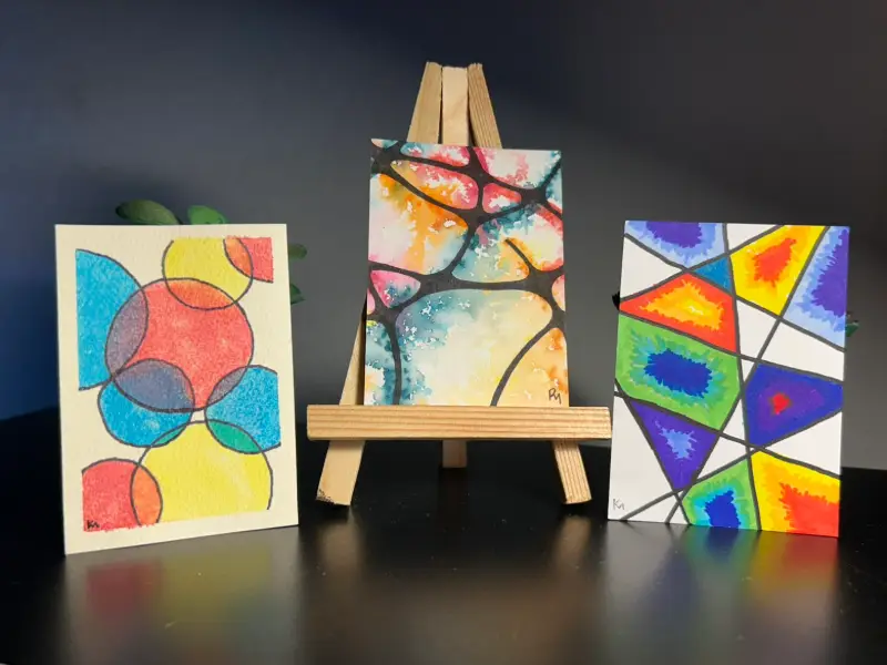3 abstract ACEO set aceo art card