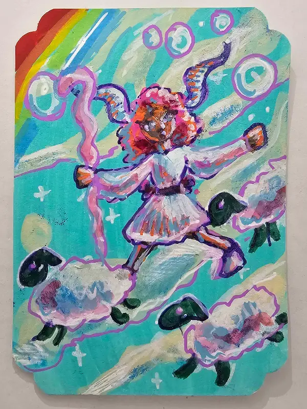 Sherpherding Sheep aceo art card