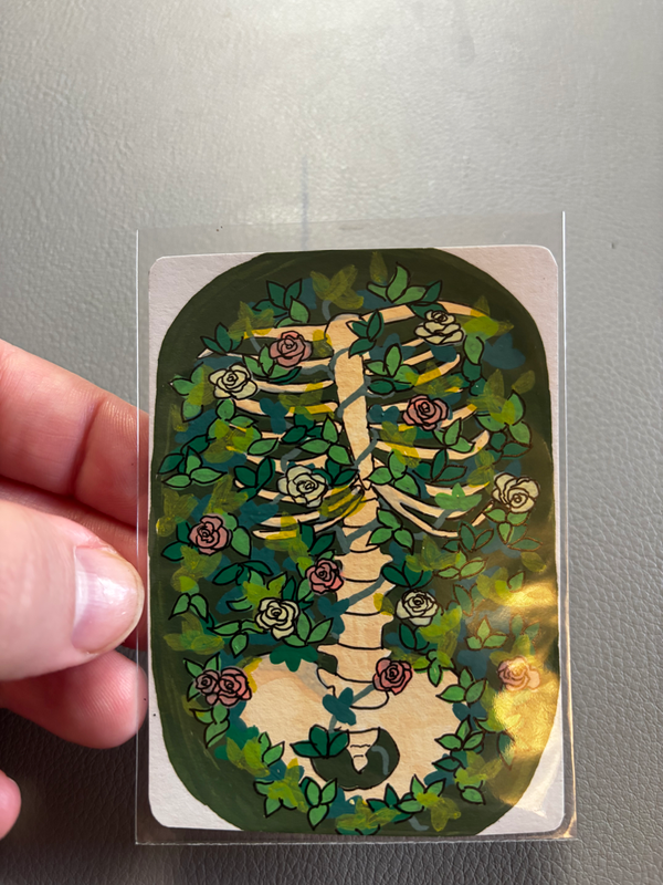 Floral Skelly 4 aceo art card