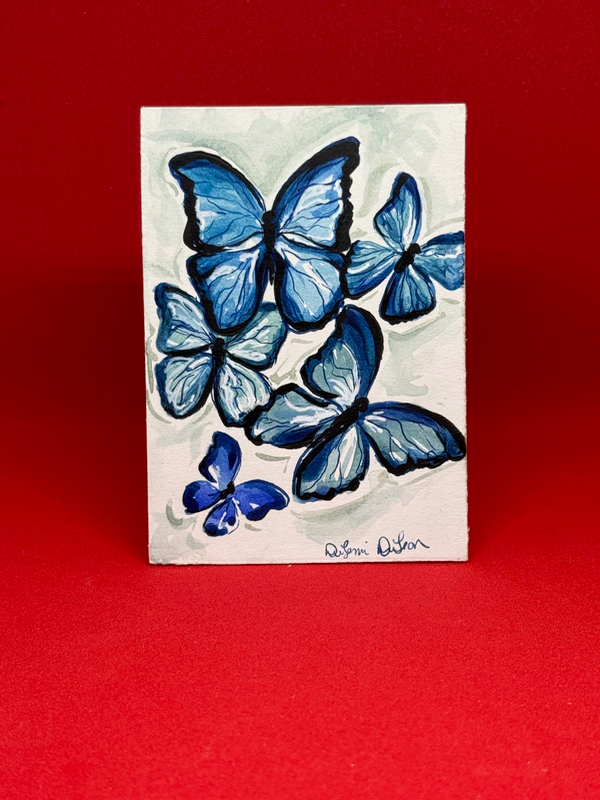 Blue Morpho Butterfly Kaleidoscope aceo art card