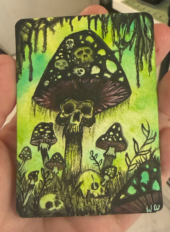 PRINT Poison Fae Grove Dark Fantasy Mushroom by WiffWhitney aceo art card