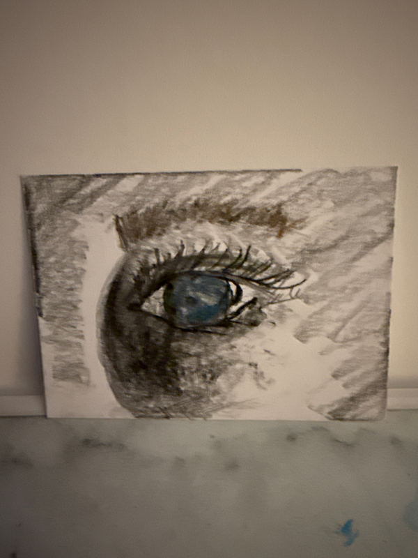 Blue eye graphite and charcoal aceo art card