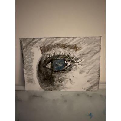 Blue eye graphite and charcoal aceo art card thumbnail 1