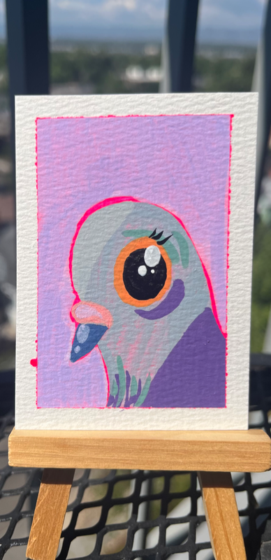 Playful Pigeon 2 aceo art card