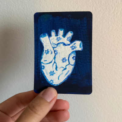 Original Anatomical Heart ACEO | Blue Hearts Vol. 1 #3/3 aceo art card thumbnail 1