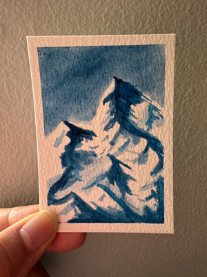 Snow Capped Mountains aceo art card thumbnail 2