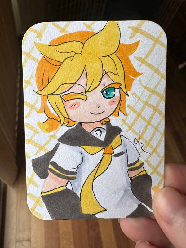 Vocaloid Kagamine Len Copic Illustration ACEO Original Card aceo art card