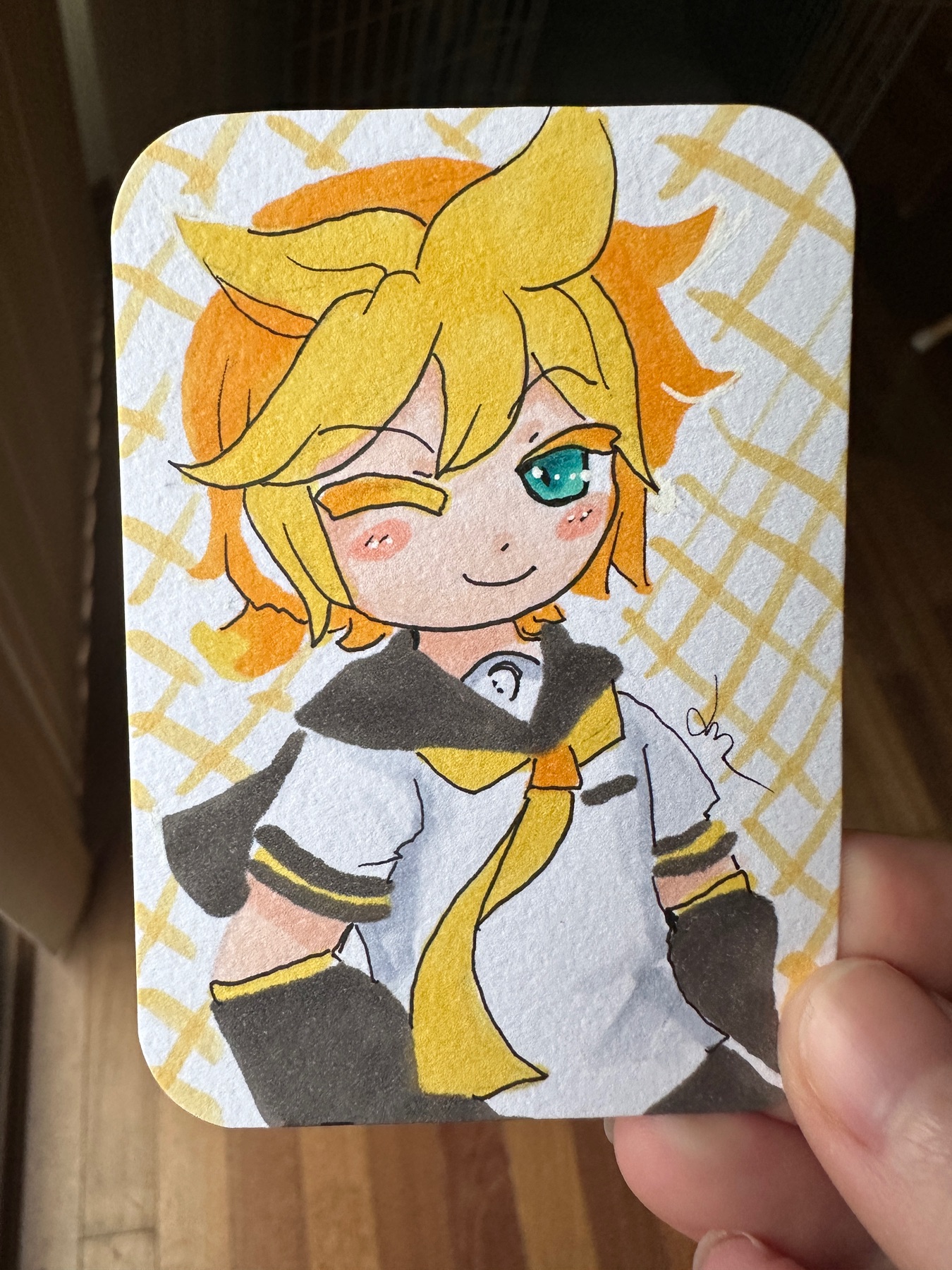 Vocaloid Kagamine Len Copic Illustration ACEO Original Card aceo art card