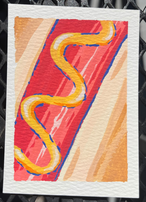 Up Close & Personal Hotdog aceo art card thumbnail 2