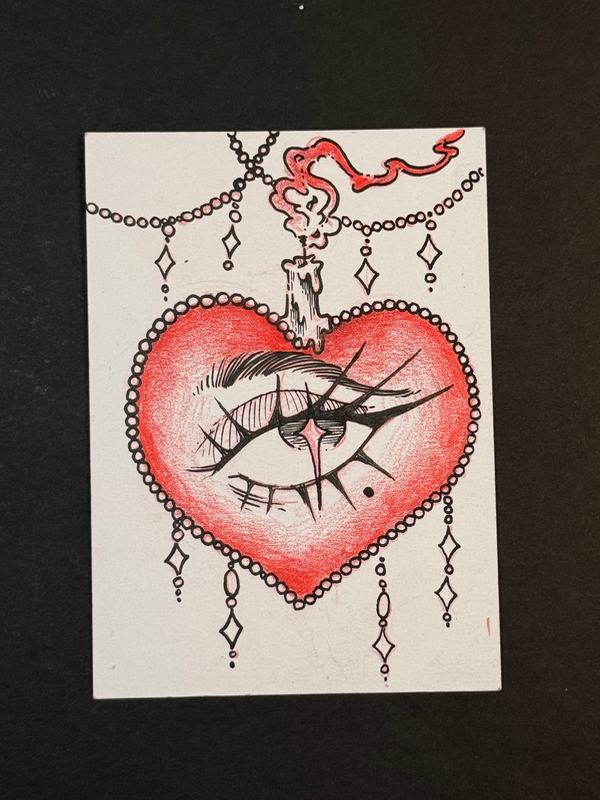 Heart aceo art card