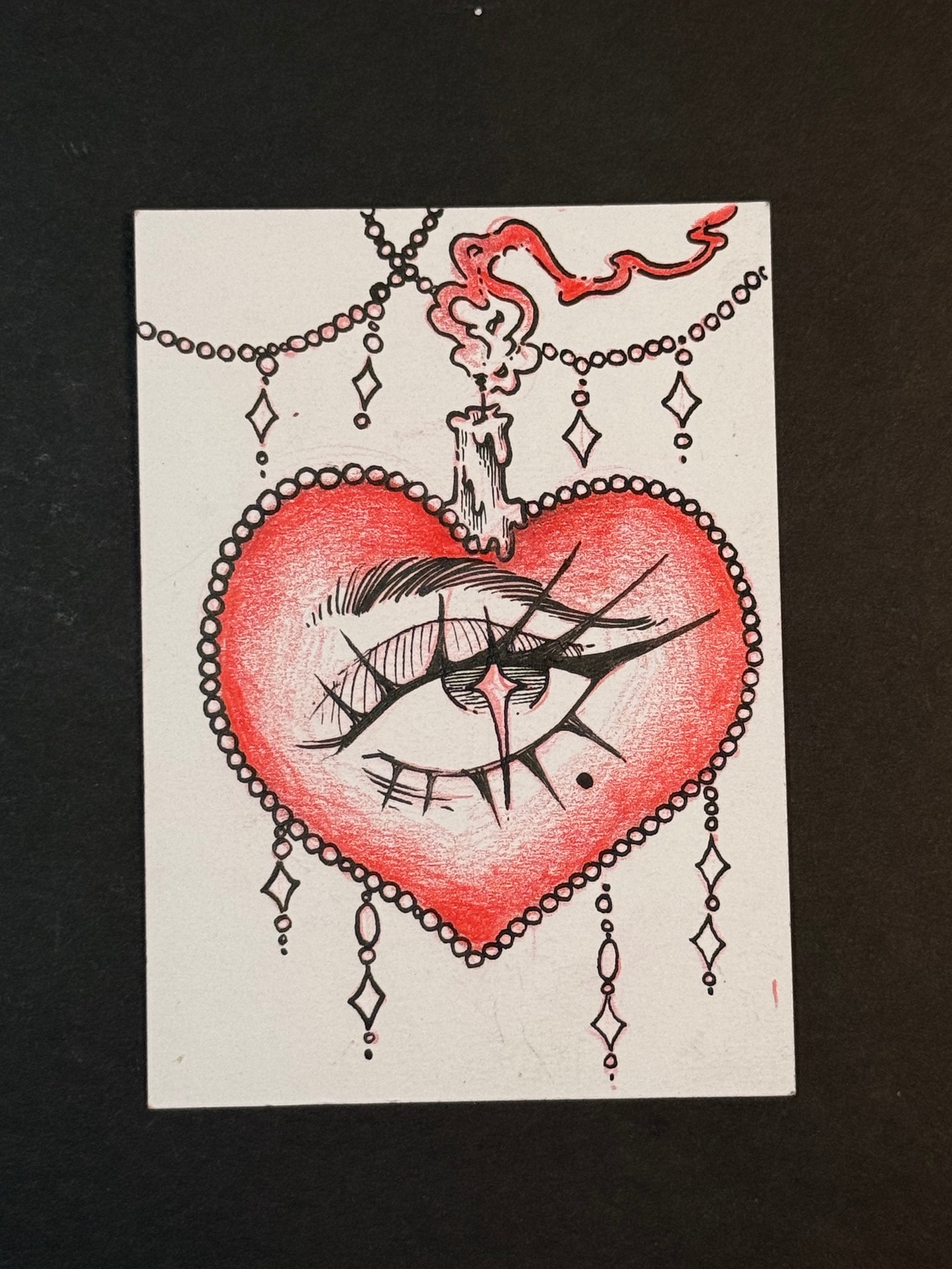 Heart aceo art card