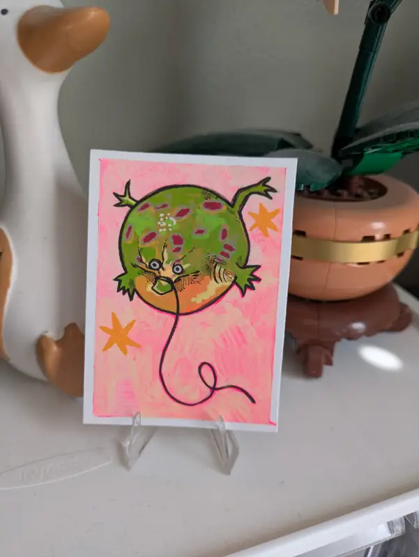 Shrek Balloon Frog aceo art card