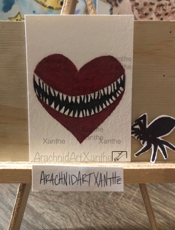 Hungry |color pencil heart drawing aceo art card