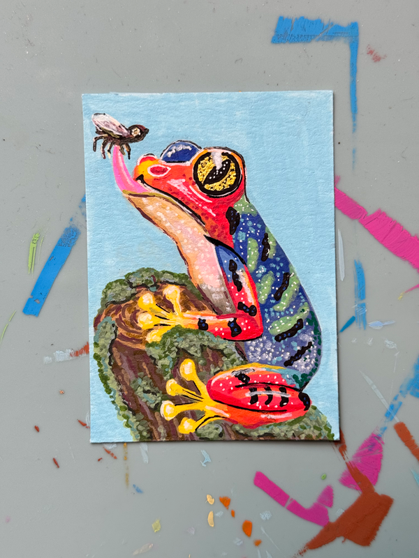 Frog Snackable aceo art card