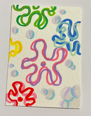 SpongeBob Flowers aceo art card thumbnail 2