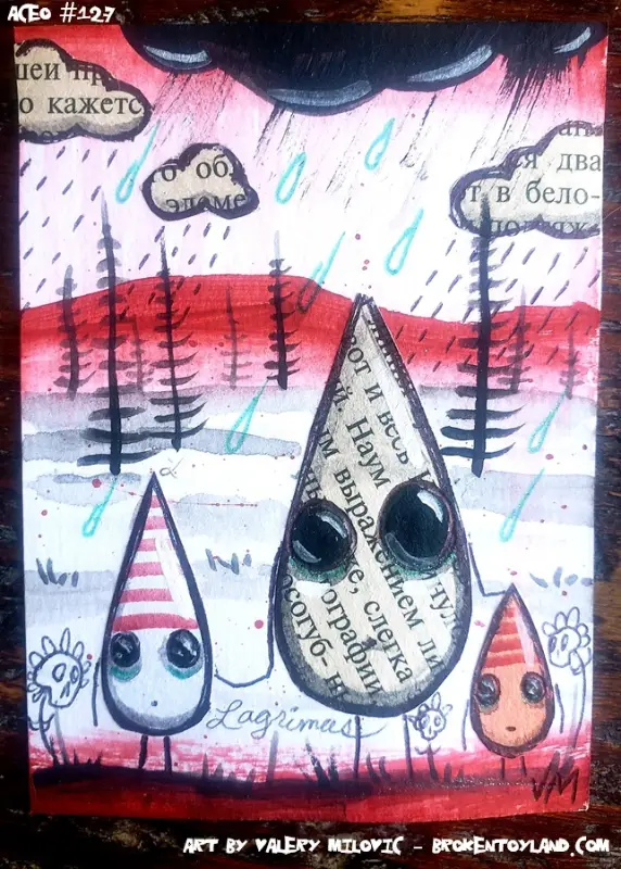 Broken Toyland ACEO ATC #127 ooak original aceo art card