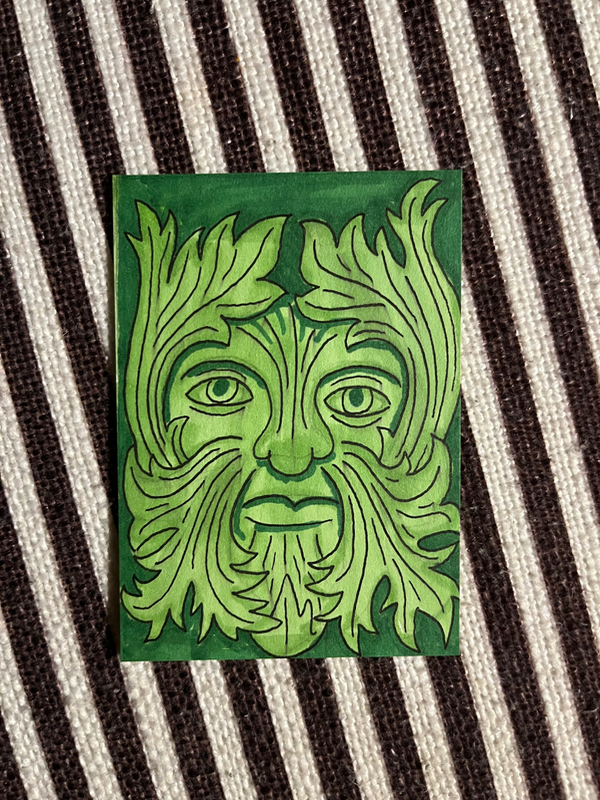 Green Man #3 aceo art card