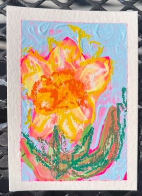 Abstract Daffodil 1 aceo art card thumbnail 2