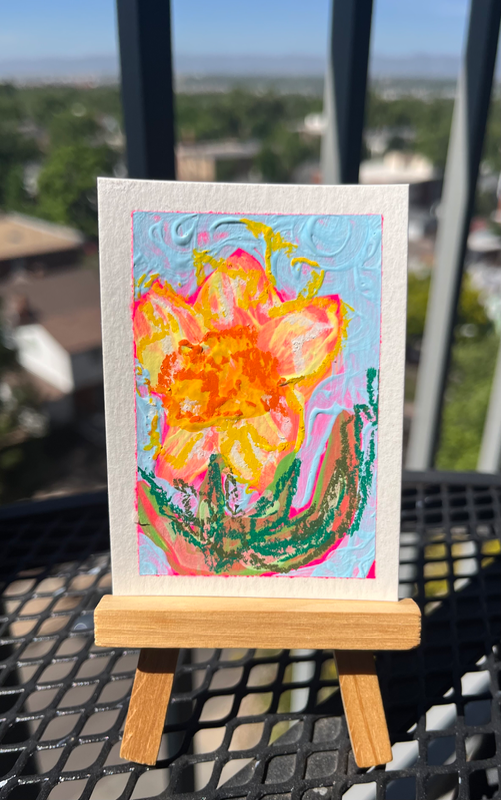 Abstract Daffodil 1 aceo art card