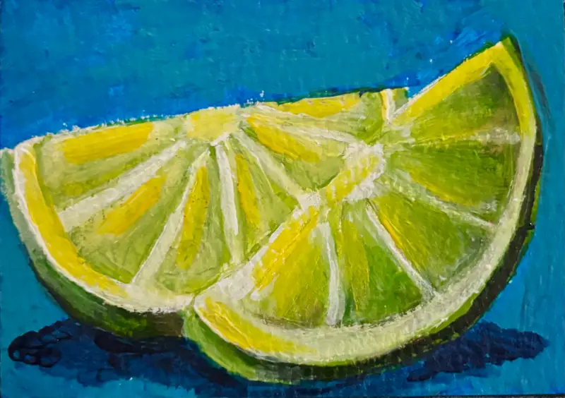 ACEO Original Painting Lime Slices (2.5 by 3.5) Art Cards aceo art card