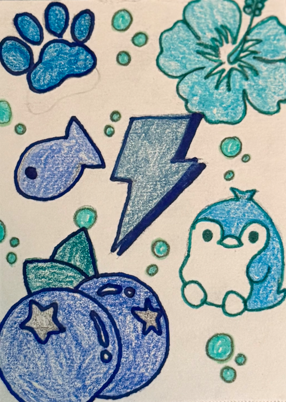 Blue Themed ACEO aceo art card