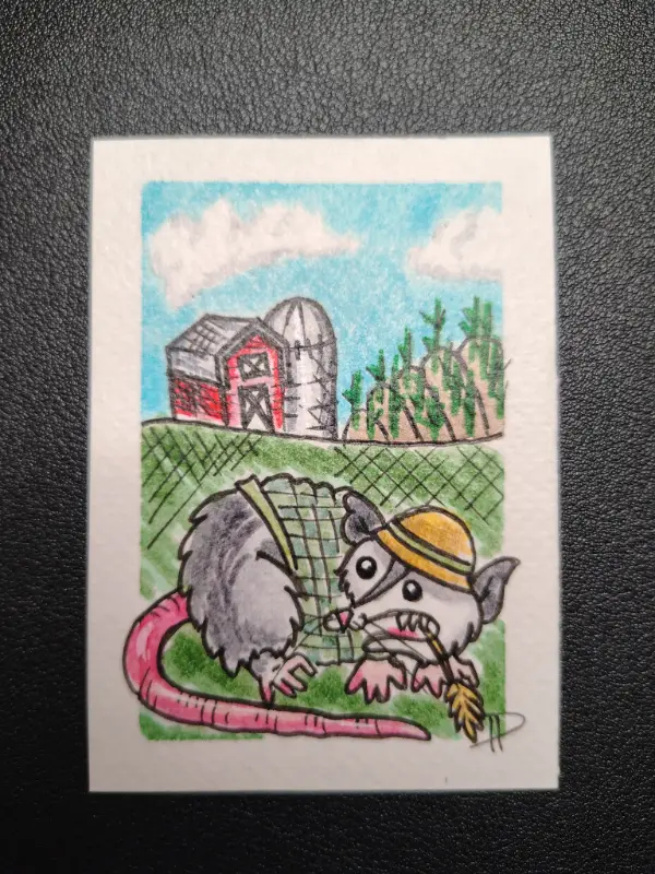 "It ain't AHH, but it's HISS! - Farmer" aceo art card