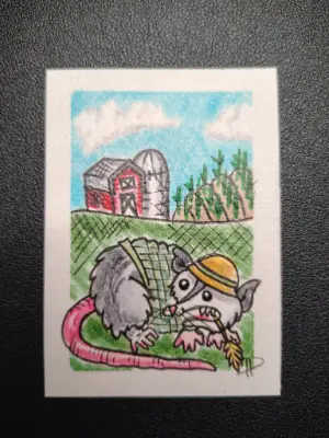 "It ain't AHH, but it's HISS! - Farmer" aceo art card thumbnail 1