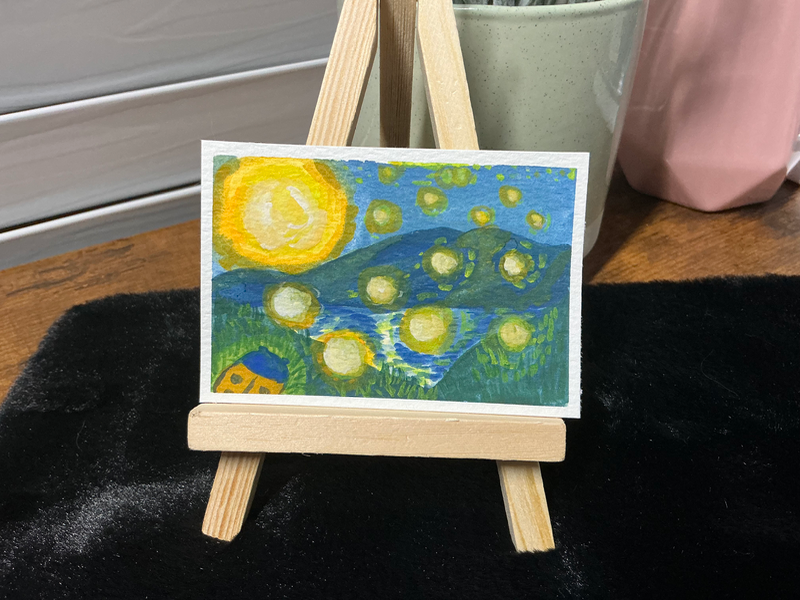 Fireflies by the Lake aceo art card