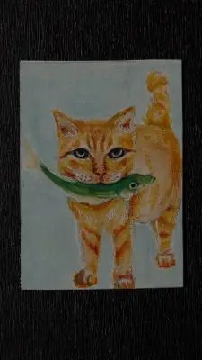 Dinner Time aceo art card thumbnail 2