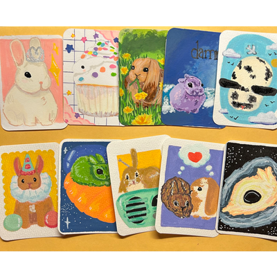 ACEO Art Card original “The Void Bun” #7 of “Lively Bunnies” aceo art card thumbnail 2