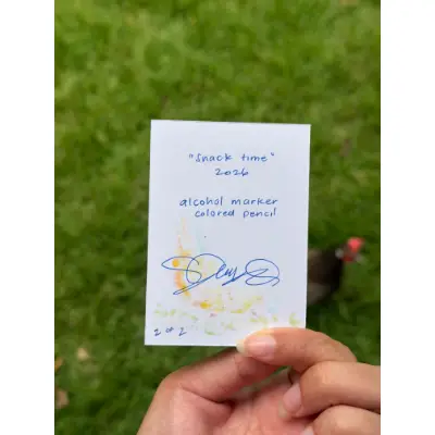 Snack Time - #2 of Silly Chicken Series aceo art card thumbnail 2