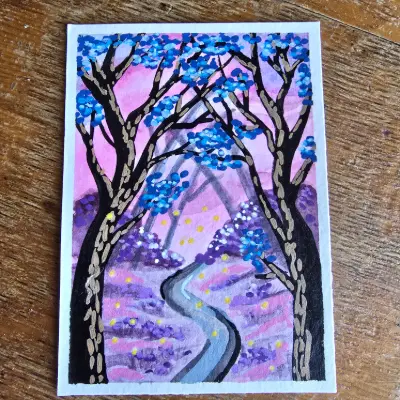 Fairy Trail aceo art card thumbnail 2